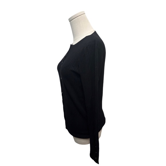 Joseph A black ribbed button down long sleeve top- size S - Picture 2 of 3